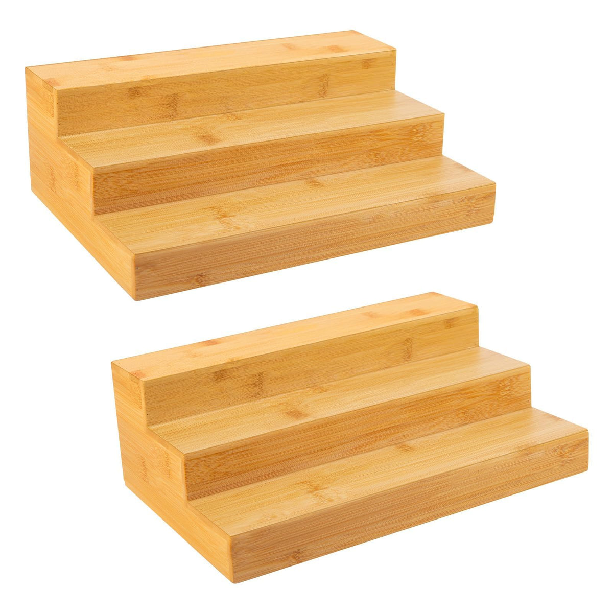 MillTu bamboo spice rack two-pack in cabinet keeps jars organized