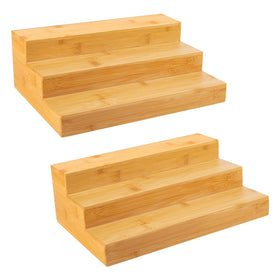 MillTu bamboo spice rack two-pack in cabinet keeps jars organized