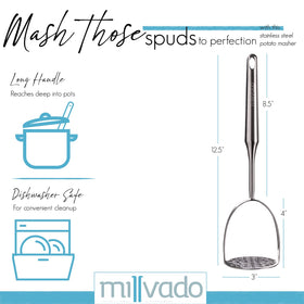 millvado potato masher mashing potatoes and beans to smooth texture
