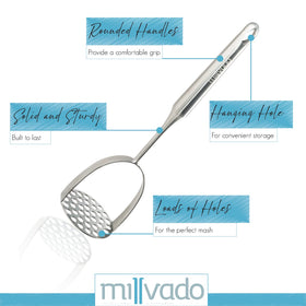 millvado masher with hanging hole design for easy storage
