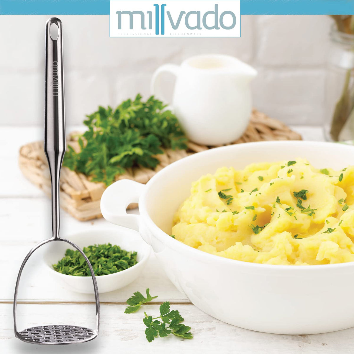 millvado sturdy stainless steel construction lasts through daily cooking