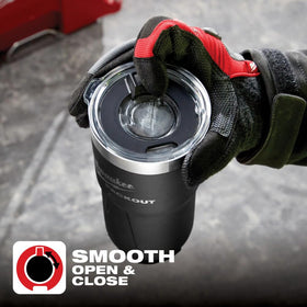 Milwaukee Packout tumbler magnetic cover provides secure, leak-free access.
