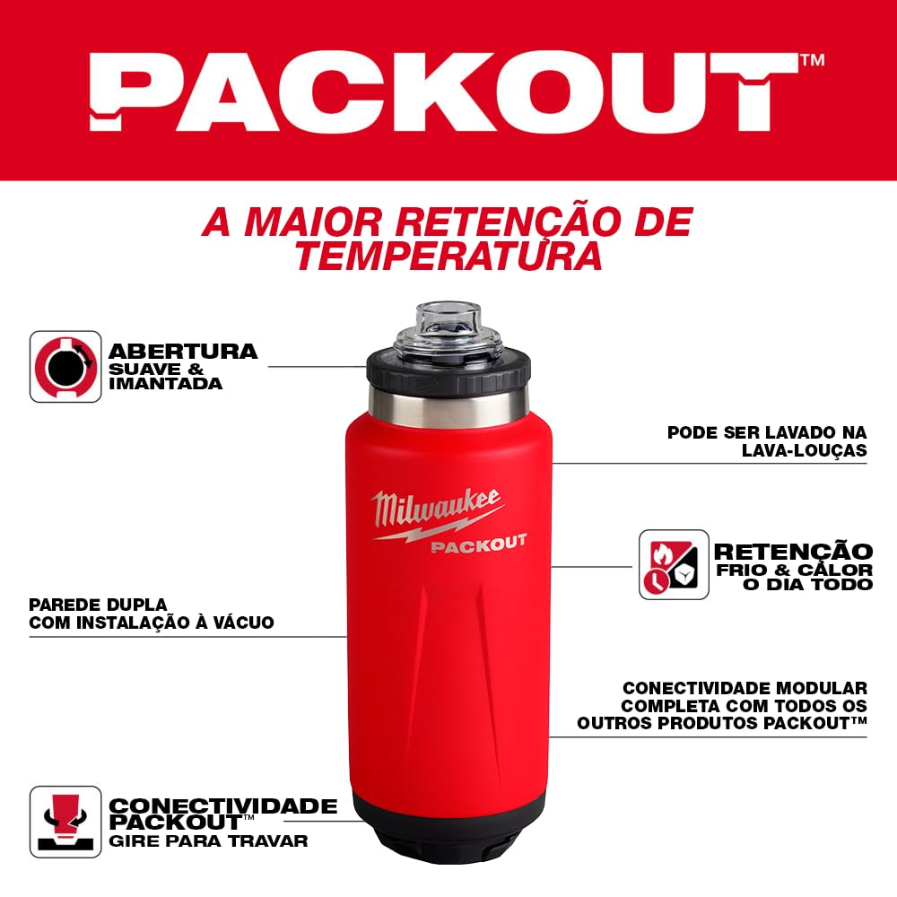 Milwaukee Packout thermal bottle insulation showing double-wall design