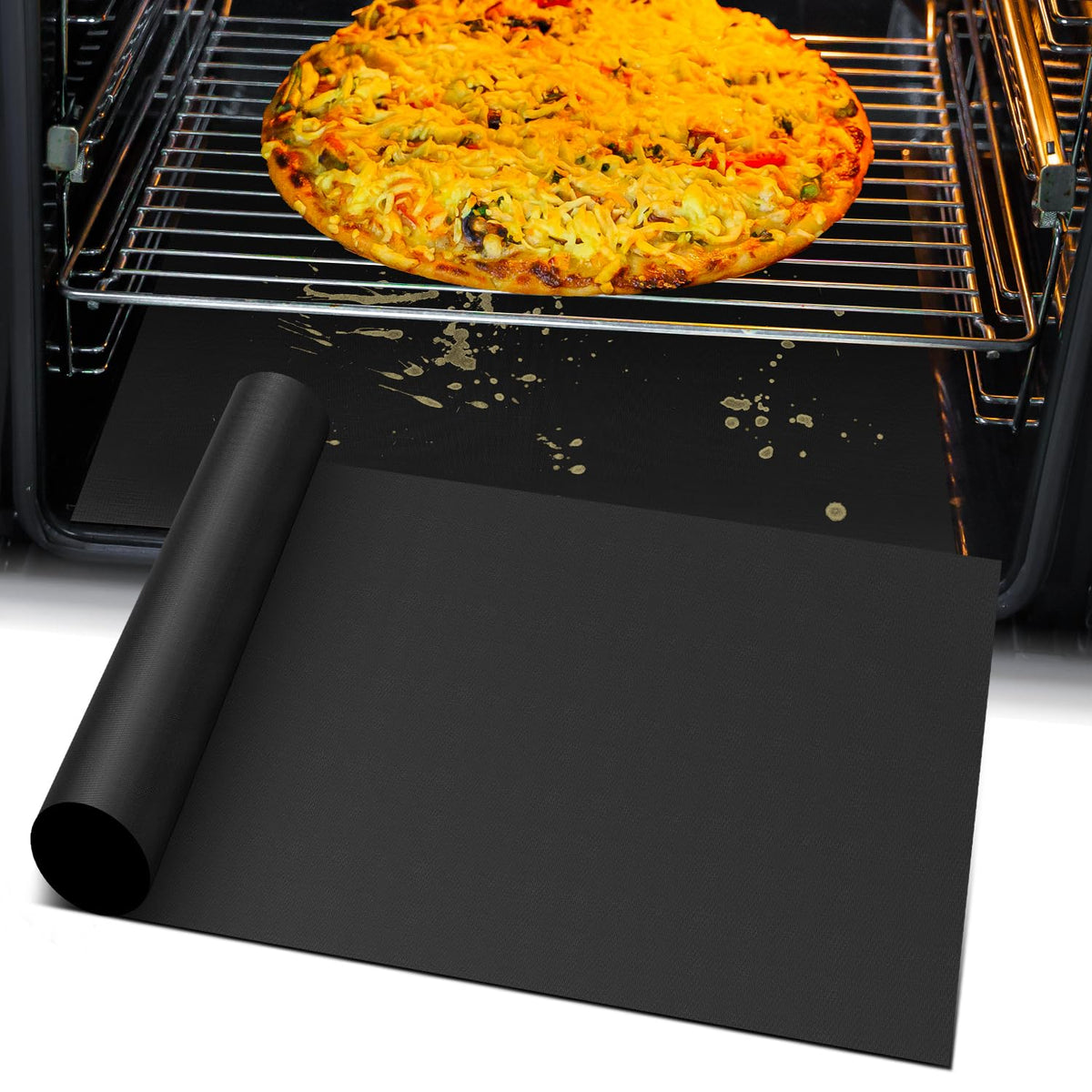 Mimekitchen oven liner bottom protector keeps oven floors clean during baking.