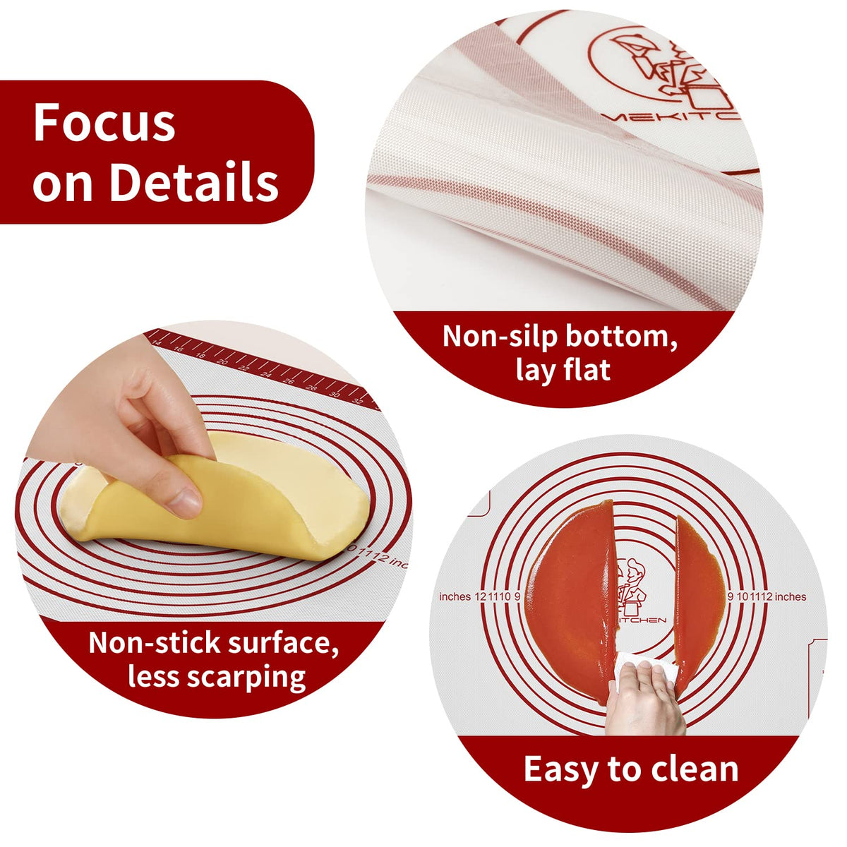Mimekitchen silicone baking mat folded for compact storage