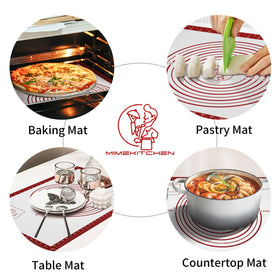 Mimekitchen silicone baking mat nonstick surface with no flour needed for dough