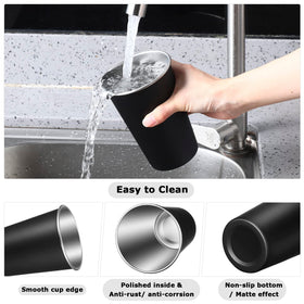 Mimorou black stainless steel cups with double-wall design for comfortable grip.