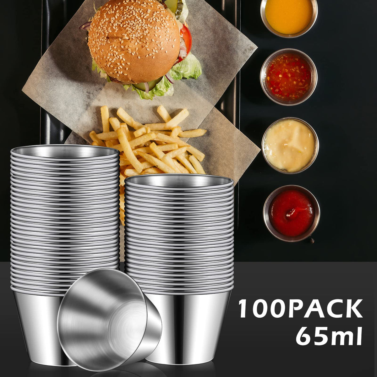 Mimorou rounded rim dipping bowls prevent spills during service.