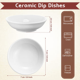 Mimorou white ceramic soy sauce dishes, stackable for sushi dipping.