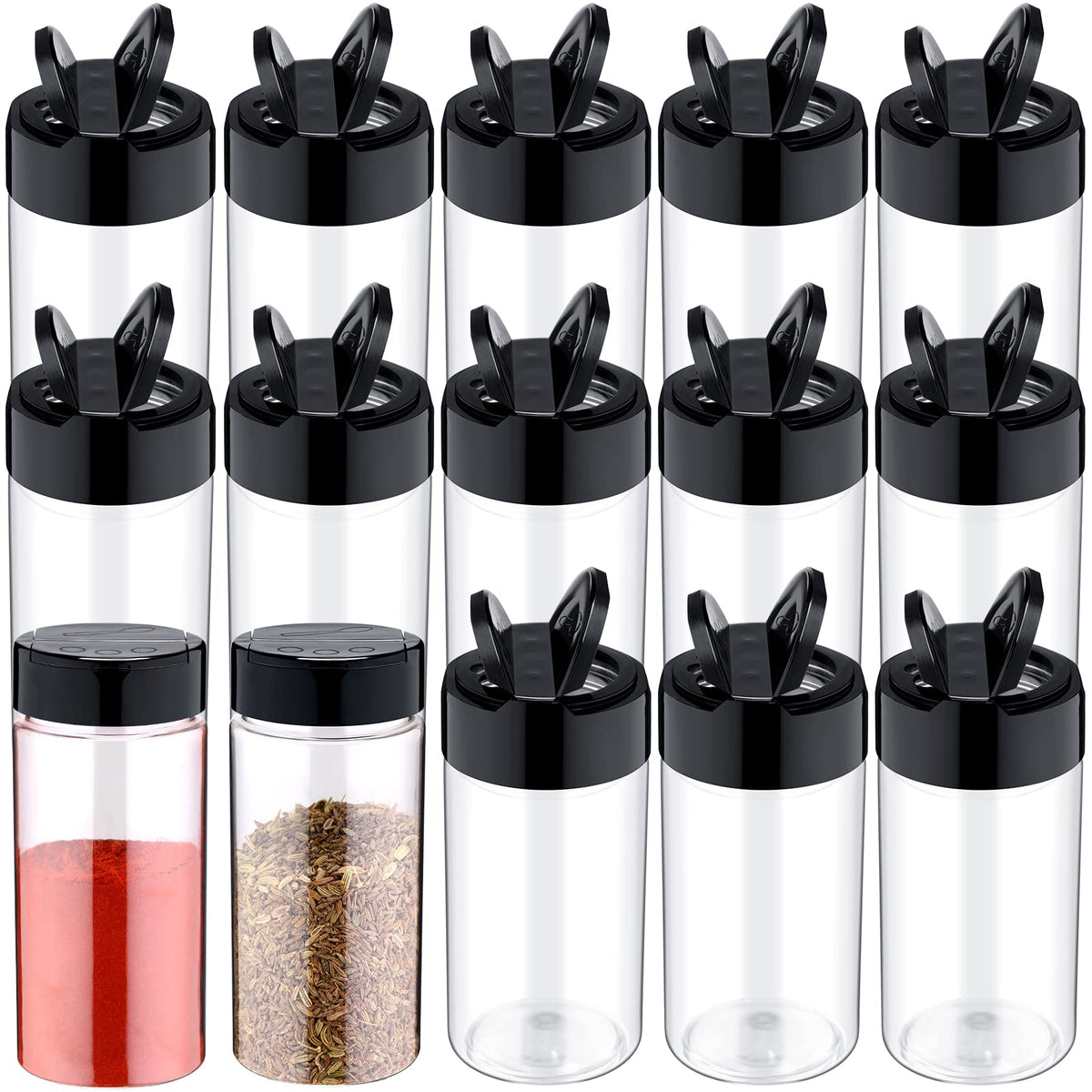 Mimorou spice jars side view with flip lids for organized storage