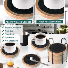 Minacun coasters feature non-slip bottom to prevent sliding and surface scratches.