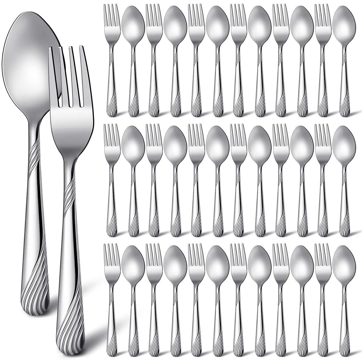 Minatee 50-pc flatware set with forks and spoons for everyday dining and gatherings