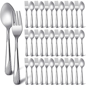 Minatee 50-pc flatware set with forks and spoons for everyday dining and gatherings