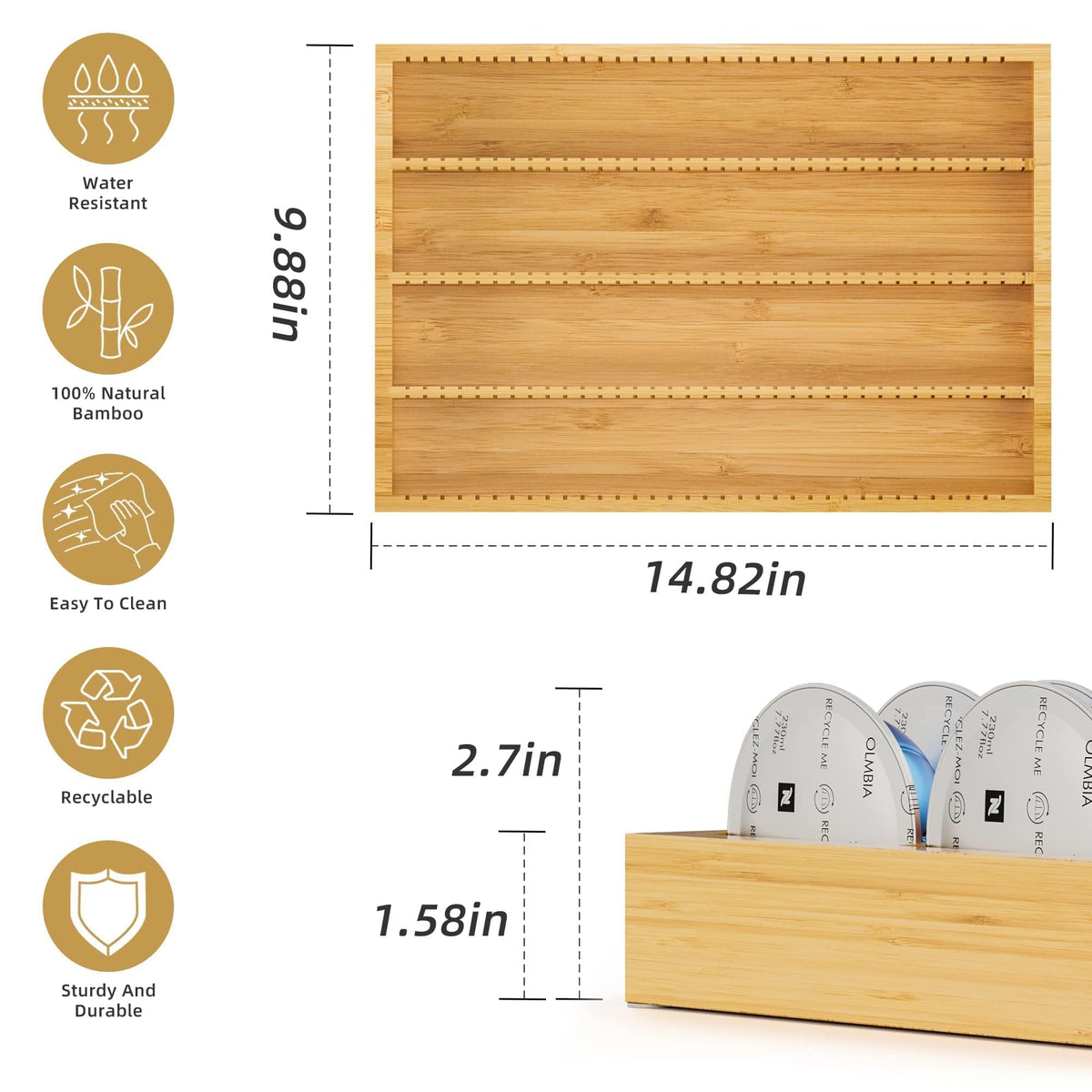 MinBoo anti-slip base keeps the drawer insert steady while you access pods