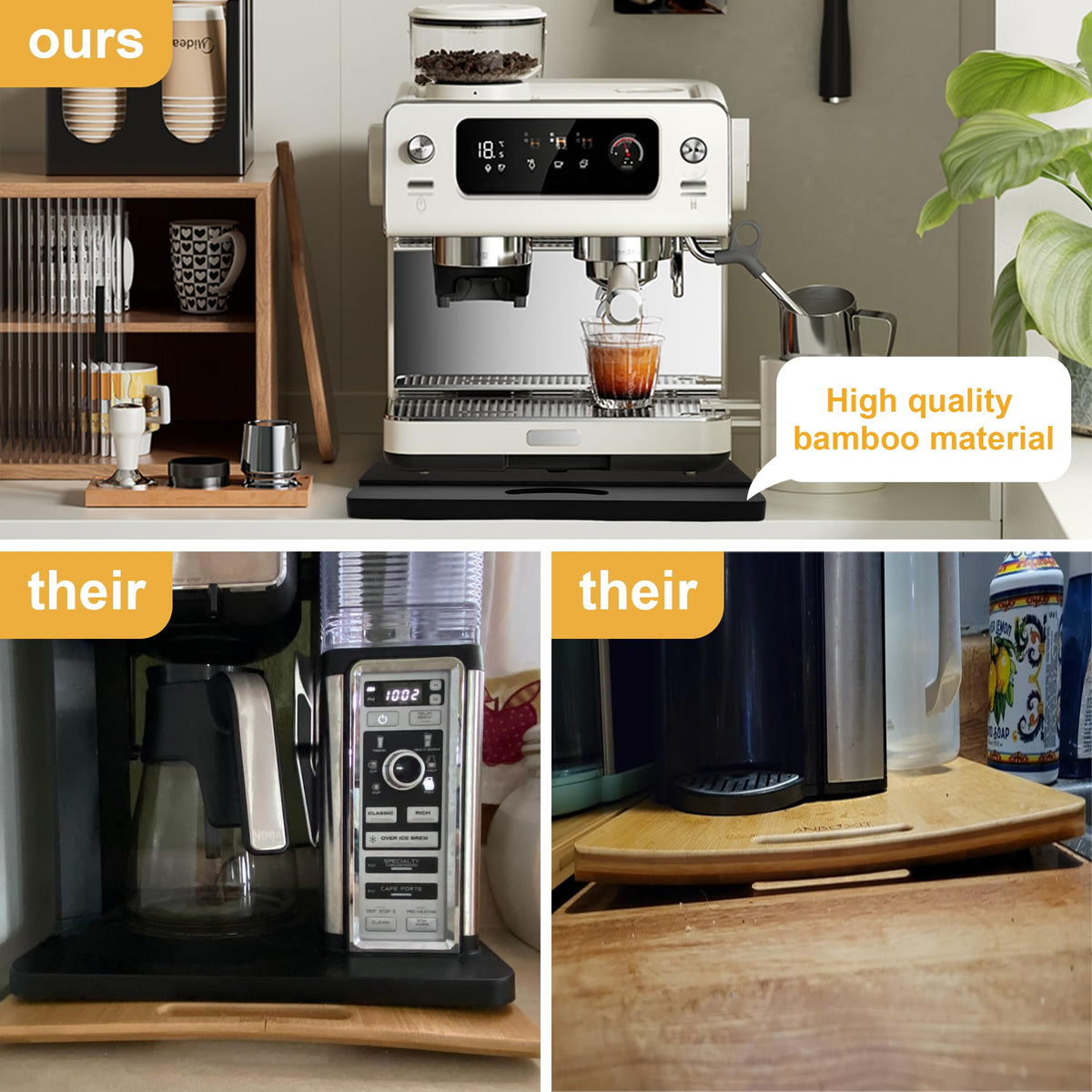 MinBoo bamboo appliance slider silent slide system enables smooth movement