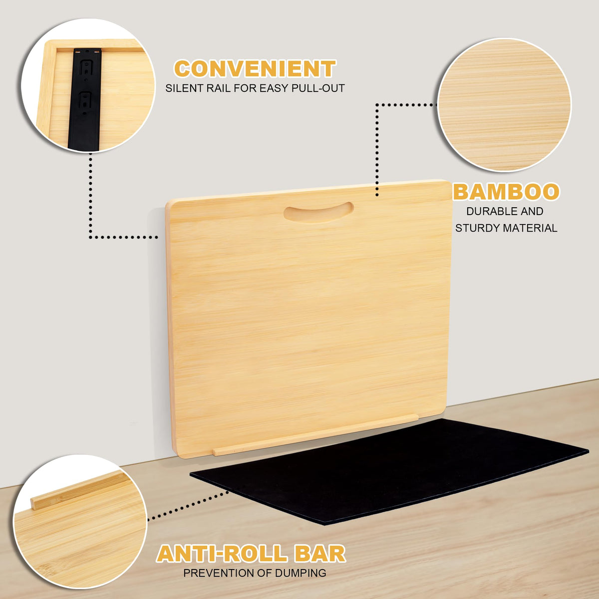 MinBoo bamboo appliance slider space-saving design.