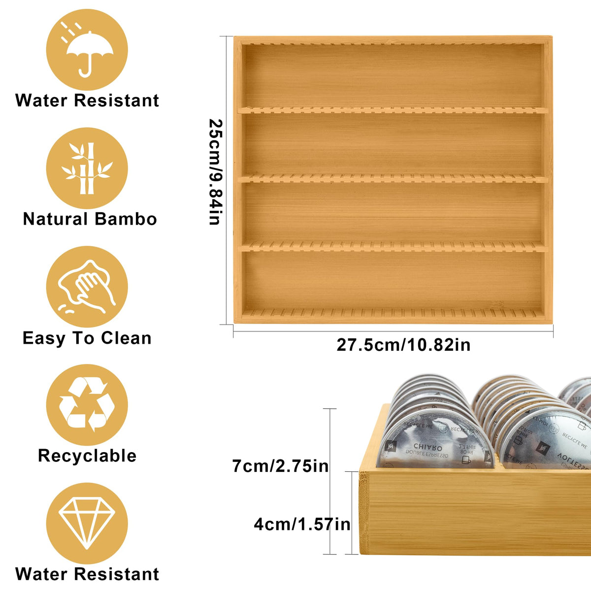 MinBoo bamboo material close-up highlighting natural durability and easy cleaning