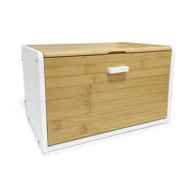 MinBoo bamboo bread box dimensions show organized counter space.