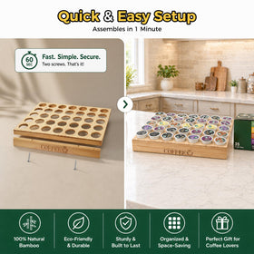 Kitchen shelf with MinBoo K-Cup storage, compact and stylish