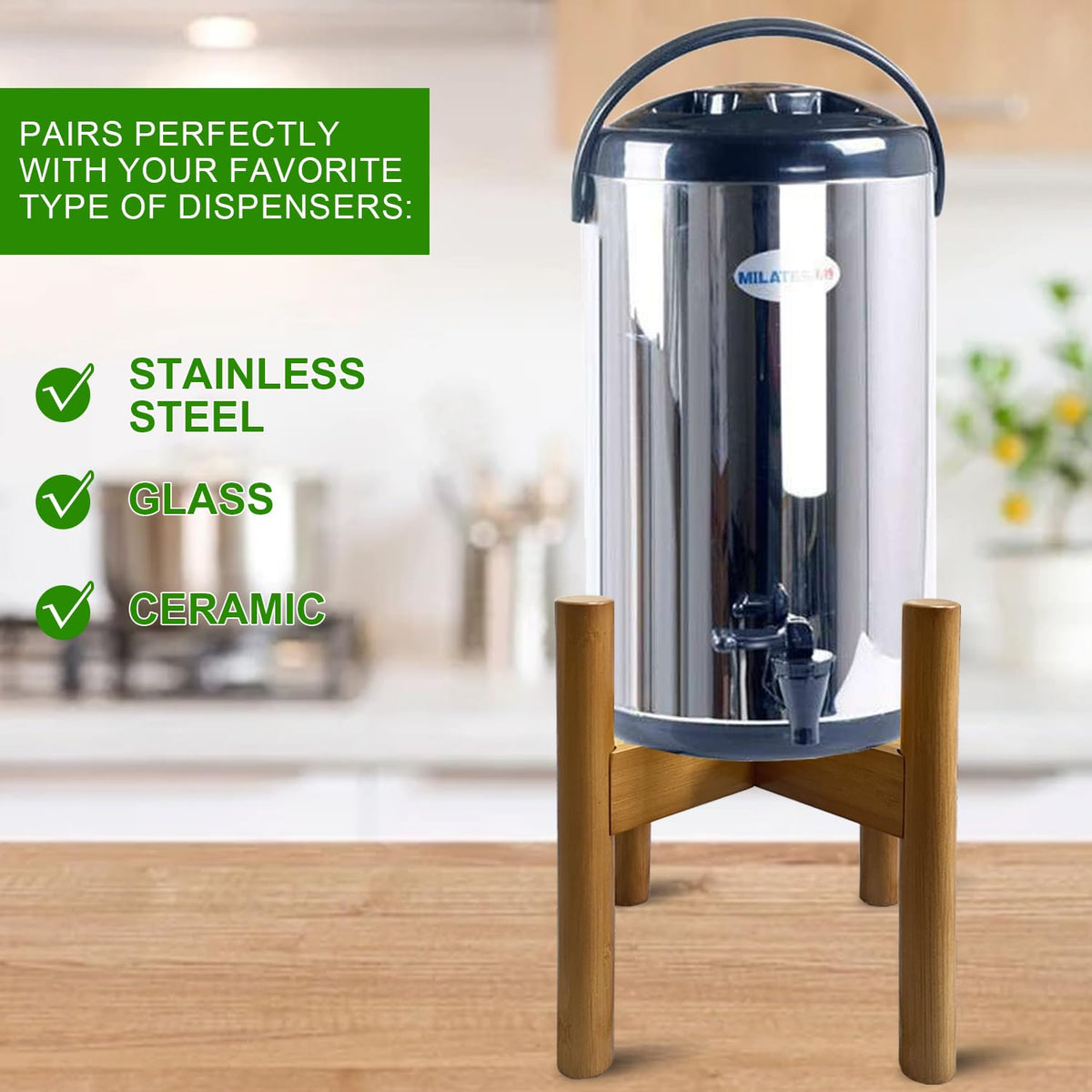 MinBoo water dispenser stand in use on a home bar setup