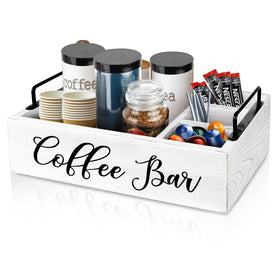 MINCORD Coffee Bar Organizer on wooden counter for a tidy morning setup.