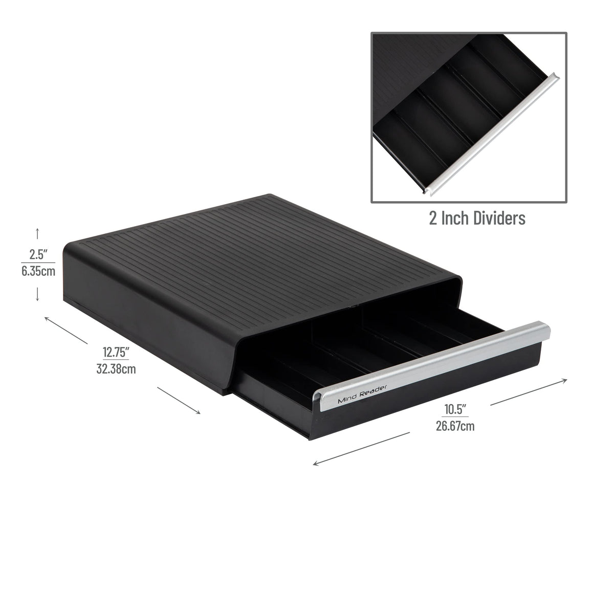 Mind Reader 30-pod drawer side view with slim profile