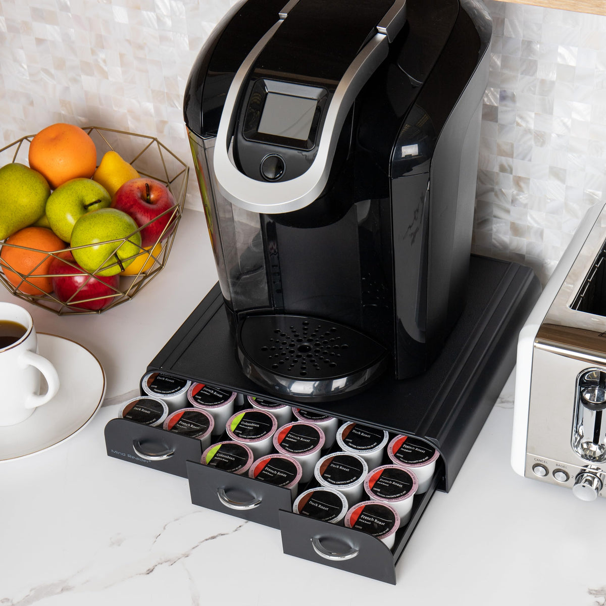 Mind Reader compact design fits any kitchen counter or office.
