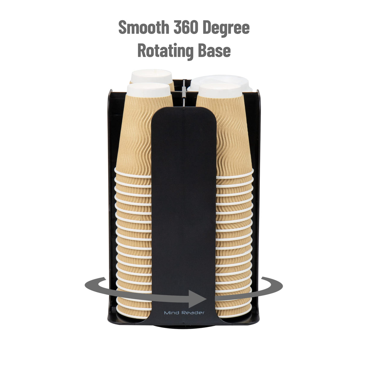 Mind Reader Cup and Lid Carousel durable plastic withstands busy hotel and office use.