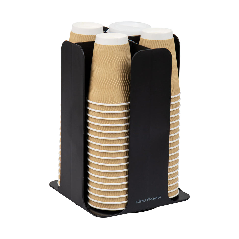 Mind Reader Cup and Lid Carousel front view for quick access to cups and lids.