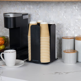 Mind Reader Cup and Lid Carousel rotating design boosts efficiency at busy coffee stations.