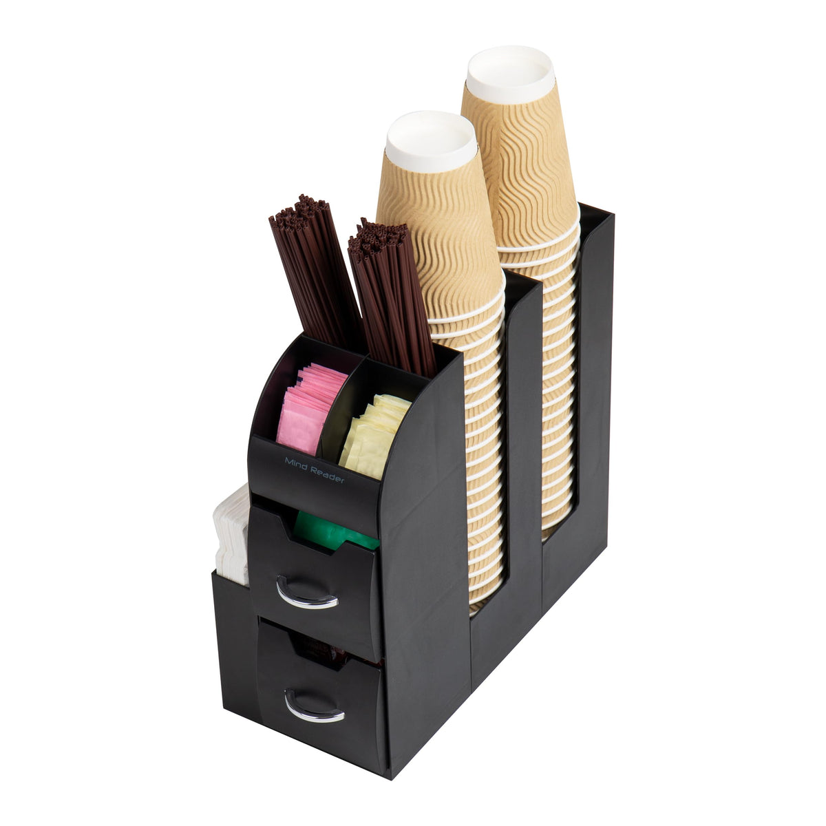 Mind Reader Cup and Condiment Station, bottom rubber grippers keep it stable.