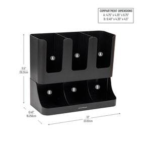 Mind Reader Cup and Condiment Station side view illustrating vertical counter space savings