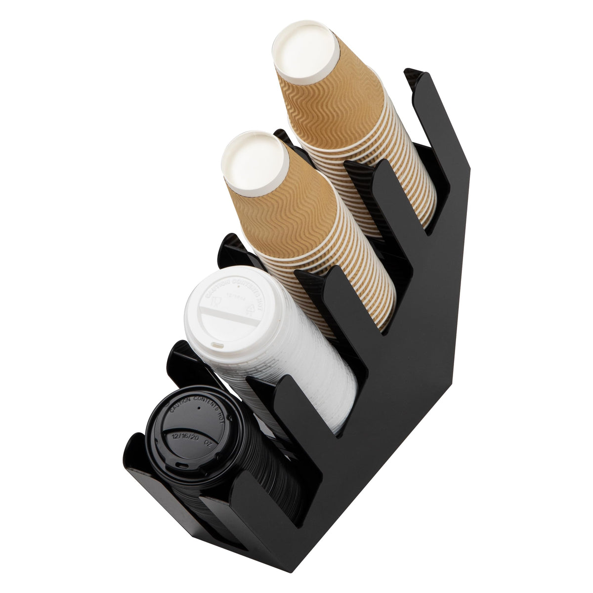 Mind Reader Cup Dispenser accommodates up to 80 cups across four sections.