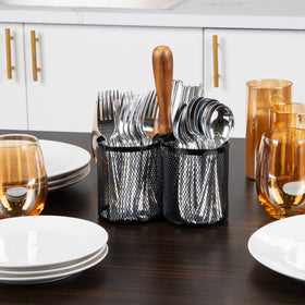 Mind Reader kitchen breakroom caddy keeps utensils organized in shared spaces.