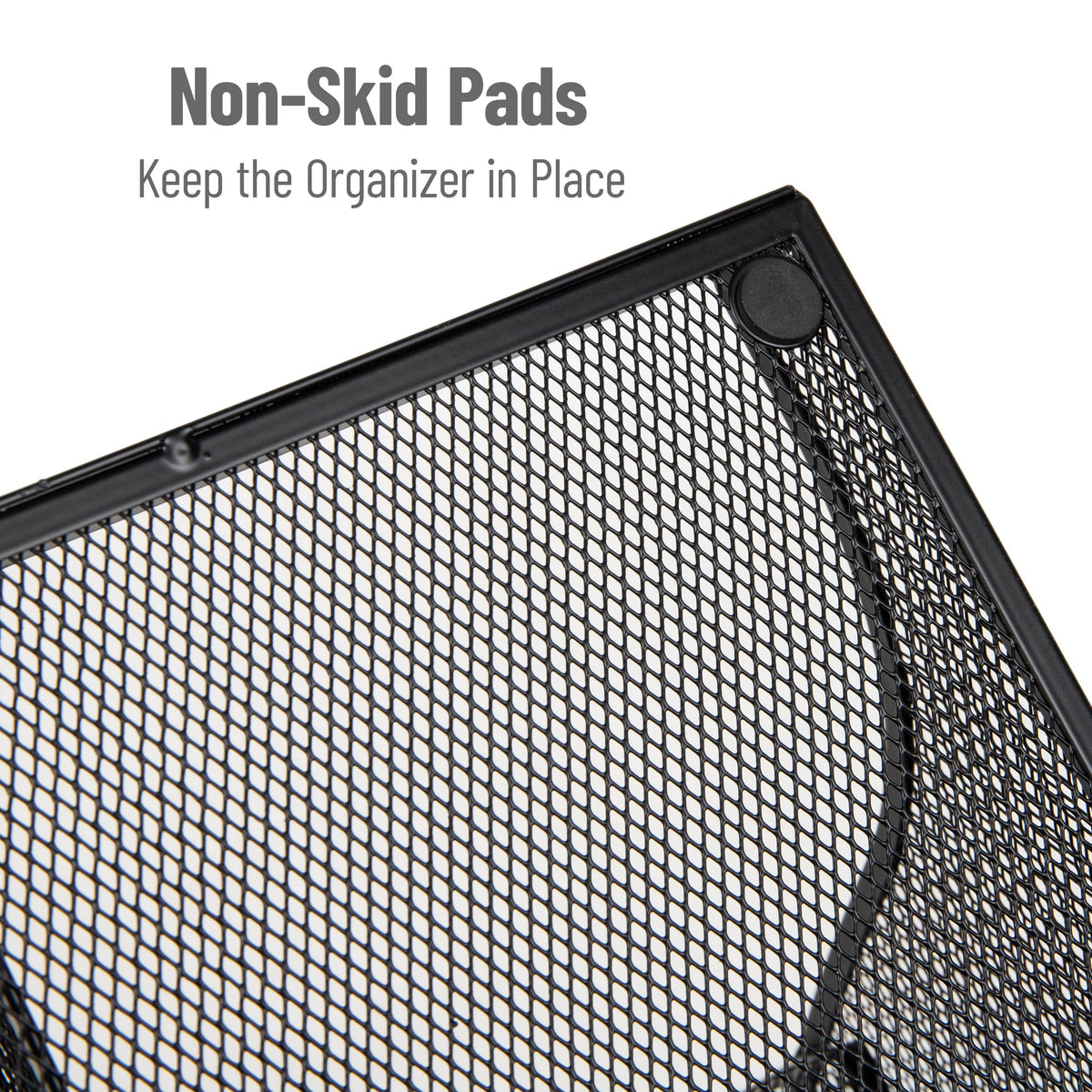 Mind Reader metal mesh close-up emphasizing sturdy construction and easy cleaning
