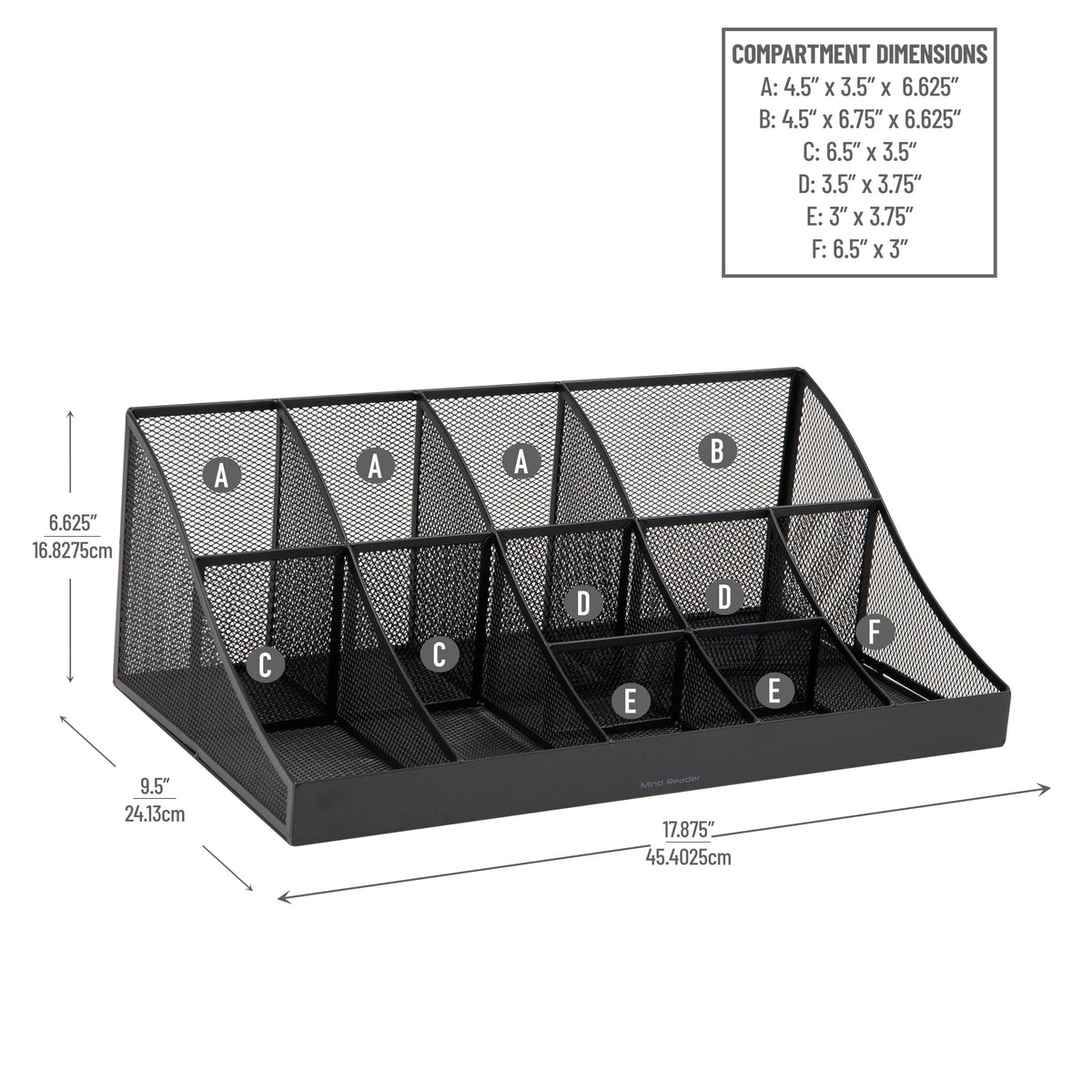 Mind Reader metal mesh construction offers durable, clear contents visibility.