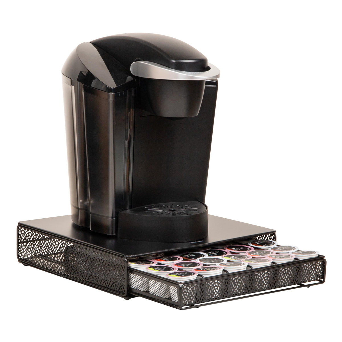 Mind Reader pod drawer front view showing 36-pod capacity for organized coffee