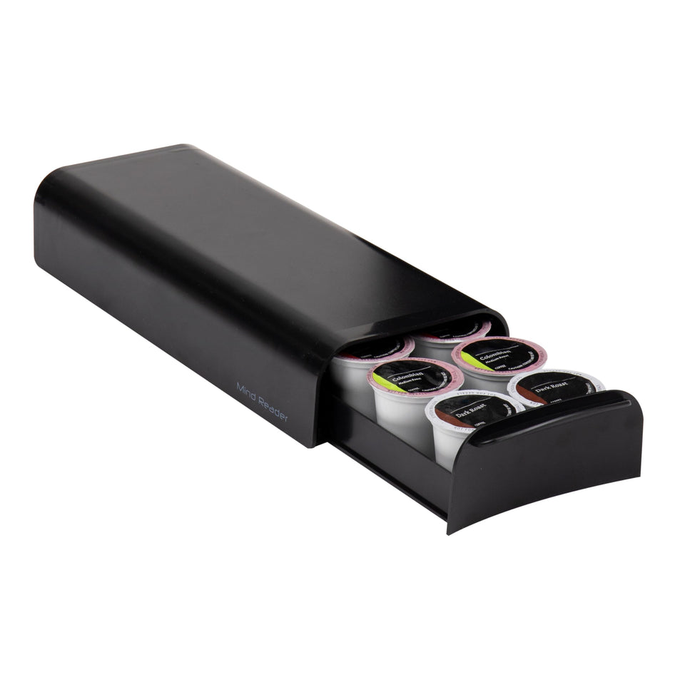 Mind Reader single-serve pod drawer front view highlighting space-saving design for tidy countertops.