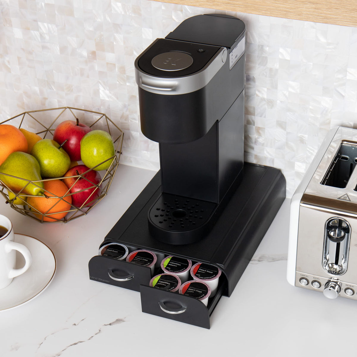 Mind Reader pod organizer easy-clean design helps quick maintenance.