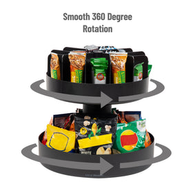 Mind Reader Supreme 2-Tier Surface on Countertop emphasizes compact, durable round design.