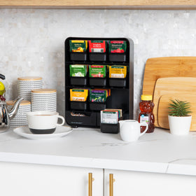 Mind Reader tea bag organizer drawer detail highlighting removable drawers