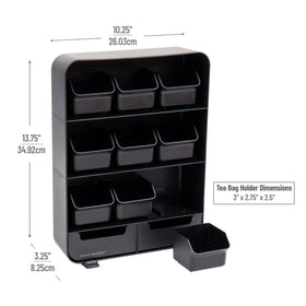 Mind Reader tea bag organizer on counter demonstrates compact space saving