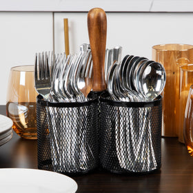 Mind Reader wooden handle enhances portability between counter and table.
