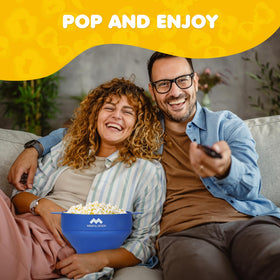 Mindful Design microwave popcorn popper in use with fresh popcorn aroma