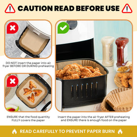 Mindful Design heat-resistant liners up to 428°F for versatile cooking.