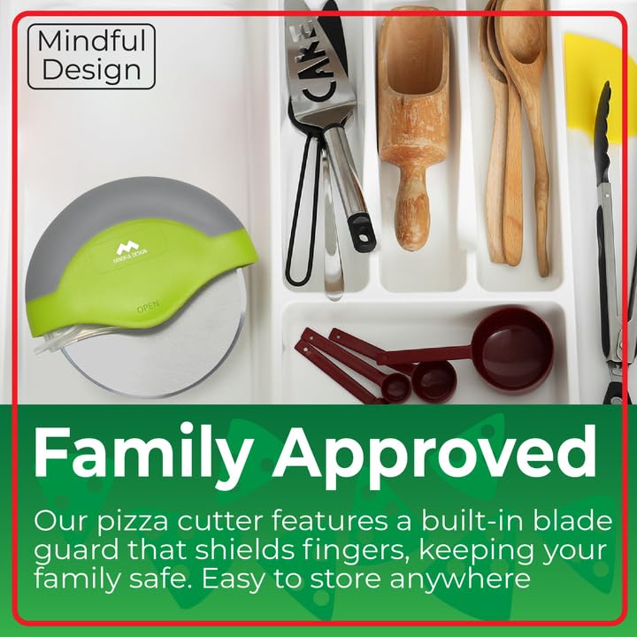 Mindful Design pizza cutter wheel high-quality blade for long-lasting precise cuts.