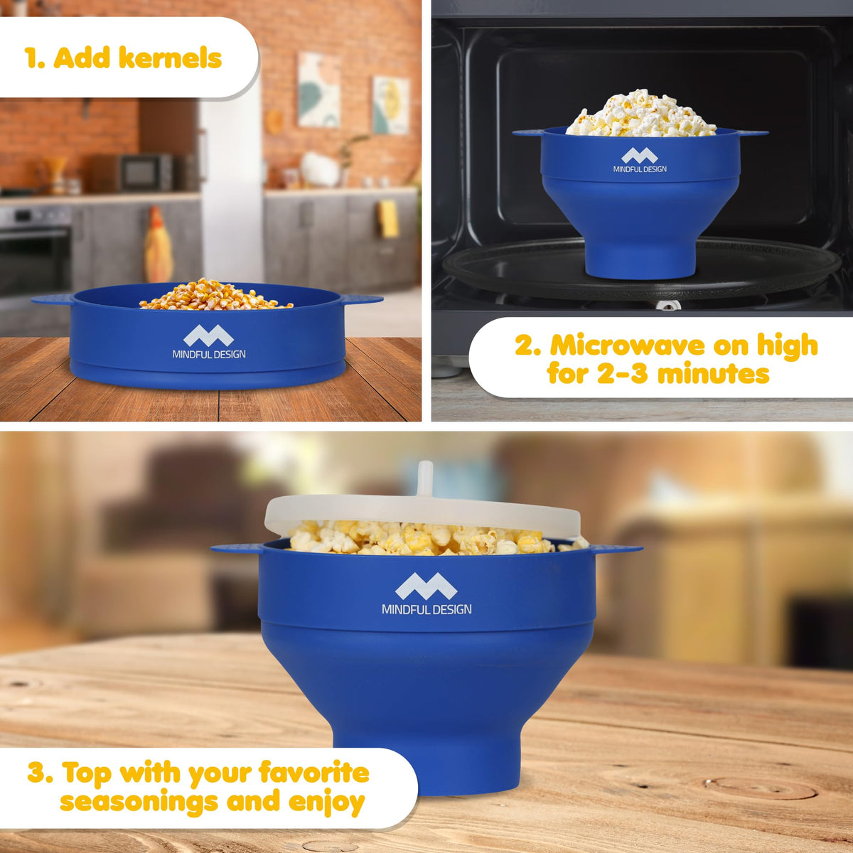 Mindful Design heat-resistant silicone popper enables safe microwave popping