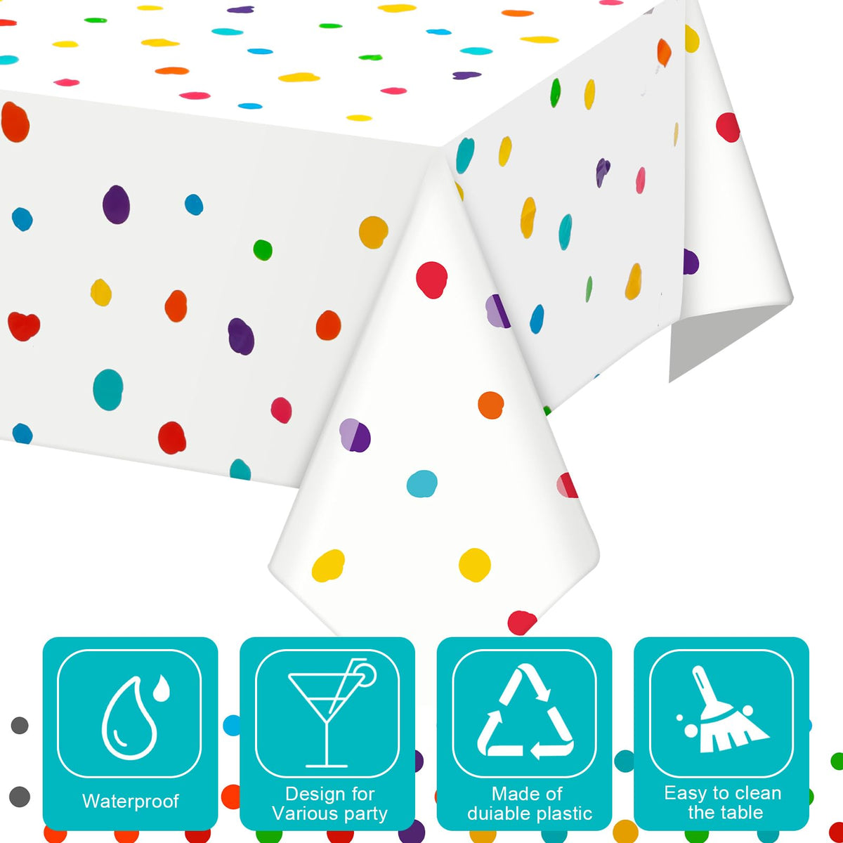 Mindsoft Disposable Plastic Tablecloth demonstrates quick setup and mess-free events.