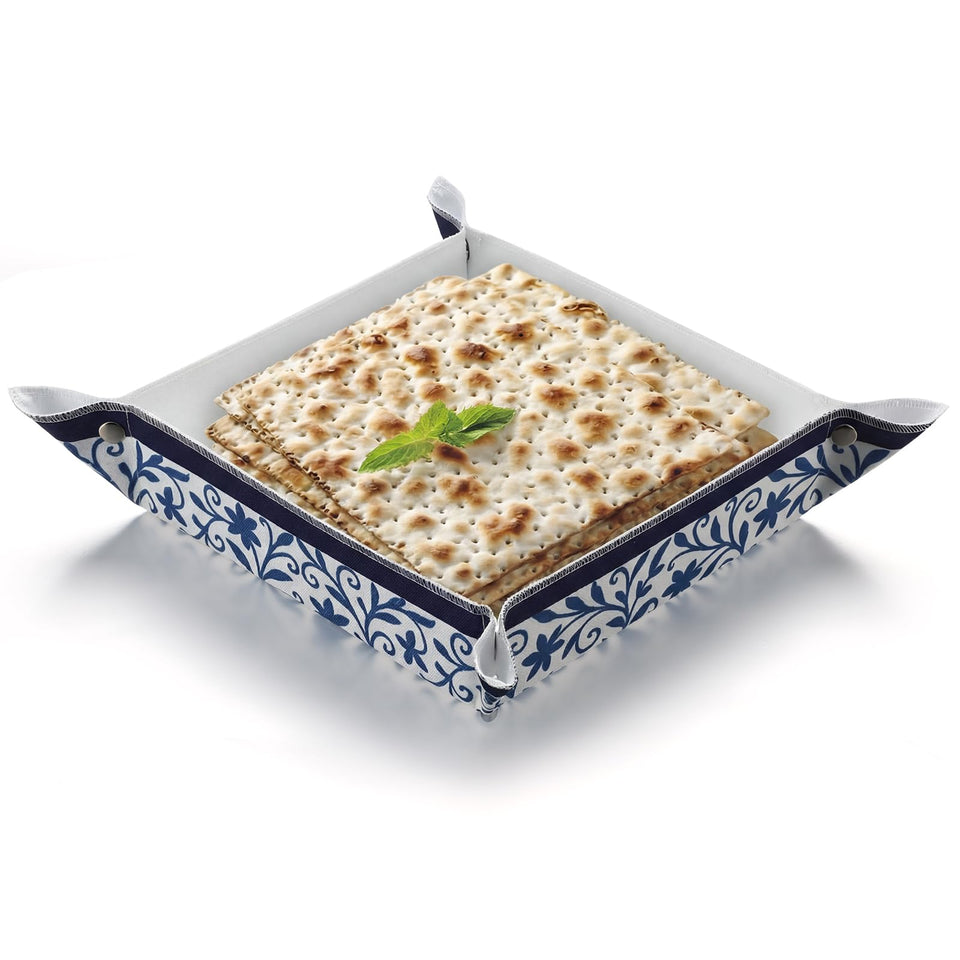 Mindsoft matzah tray square folding basket keeps matzah organized on the Seder table
