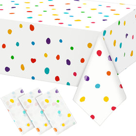 Mindsoft Painted Dots Tablecloth Pack adds festive color and easy cleanup for parties.